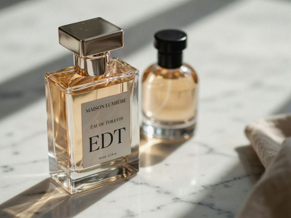 butelka perfum edt na półce
