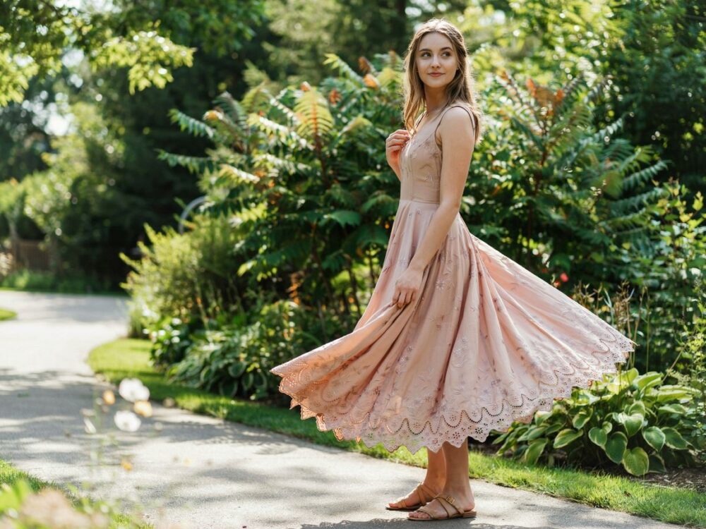 modna sukienka rozkloszowana