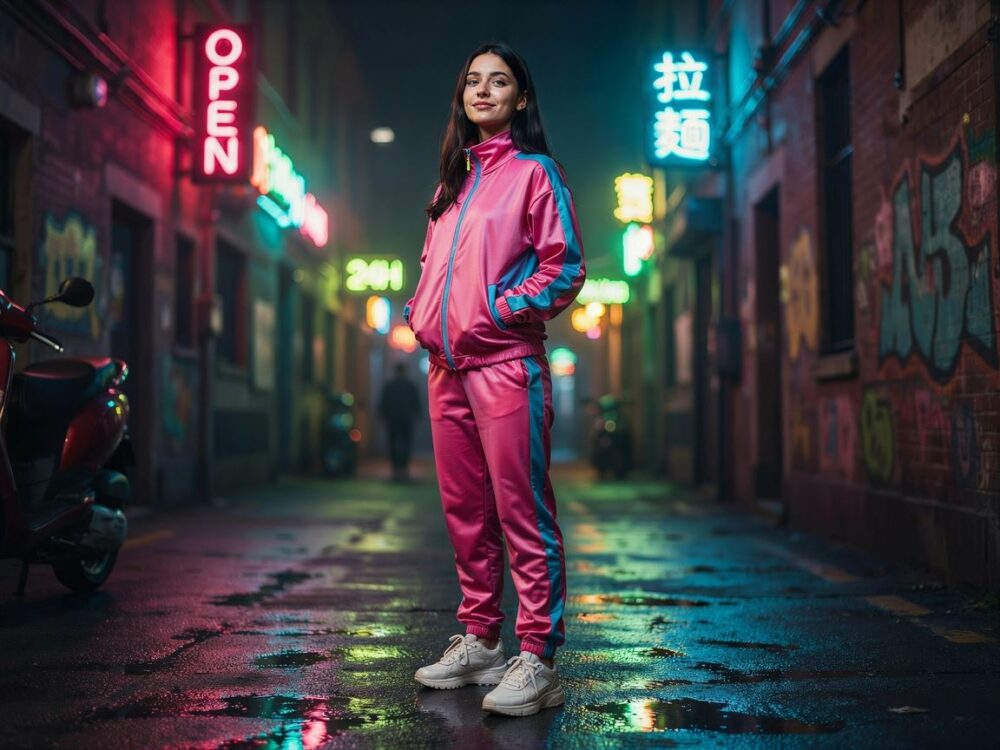 modny dres z neonowymi elementami