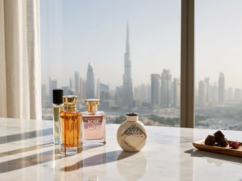 perfumy w luksusowym sklepie w Dubaju